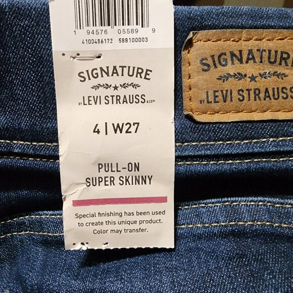 Signature Levi Strauss Womens Size 2, 4, 8 Shaping Pull On Super Skinny Jeans - Picture 4 of 10
